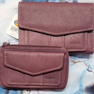 Fossil Burgundy Wallet&Change Pouch